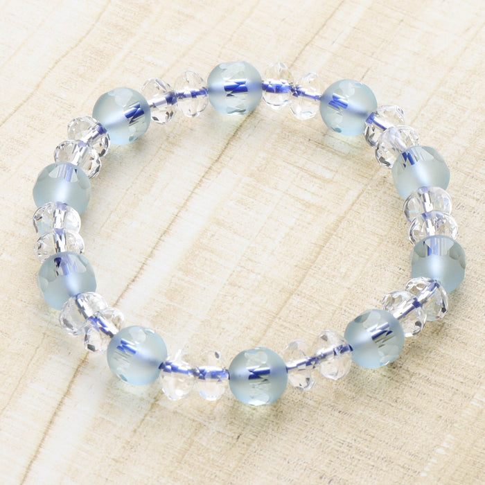 腕輪 ブレス アクアクォーツ8mm雫切子・水晶スターシェイプコンビ