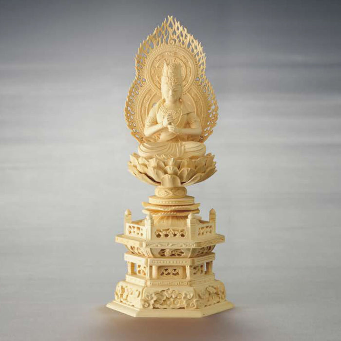 仏像 六角台座 柘植 火炎光背 大日如来【メーカー取寄品】