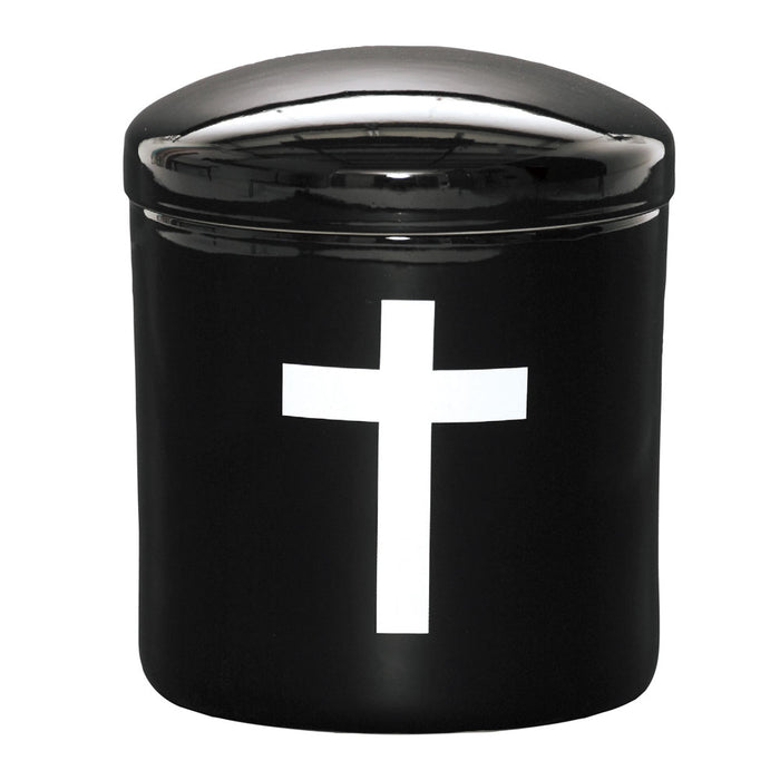 手元供養 骨壷 黒 キリスト 十字架 キリスト教 2.3寸 3寸 4寸 5寸 6寸 7寸【メーカー取寄品】