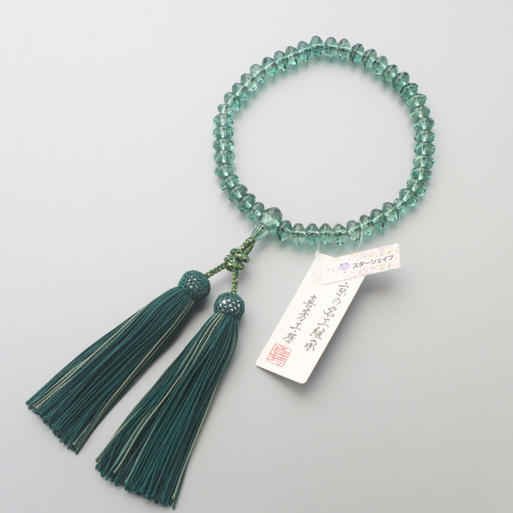 数珠 女性用 グリーンクォーツ6*9mm スターシェイプカット 共・上仕立