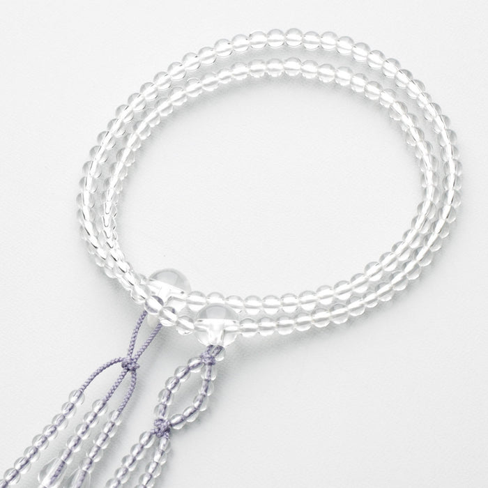 数珠 女性用 日蓮宗 本式数珠 本水晶5mm玉 2色利休梵天房（藤色）