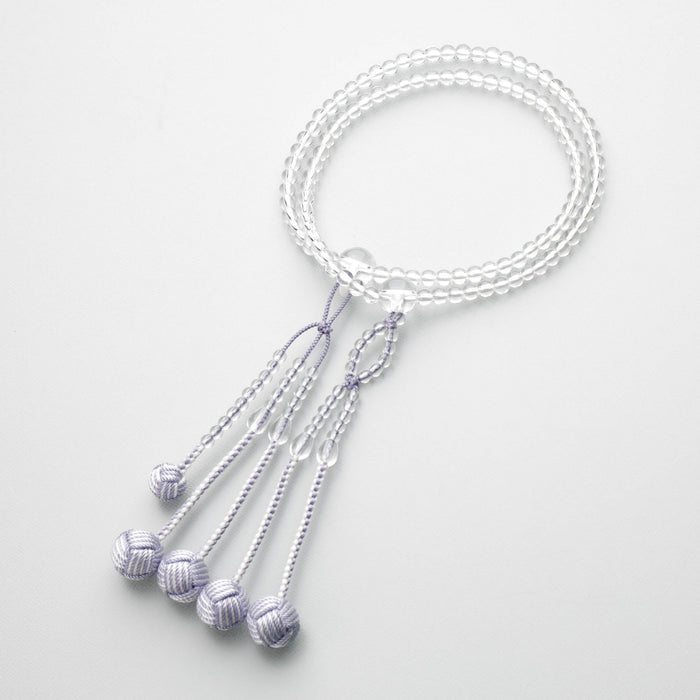 数珠 女性用 日蓮宗 本式数珠 本水晶5mm玉 2色利休梵天房（藤色）