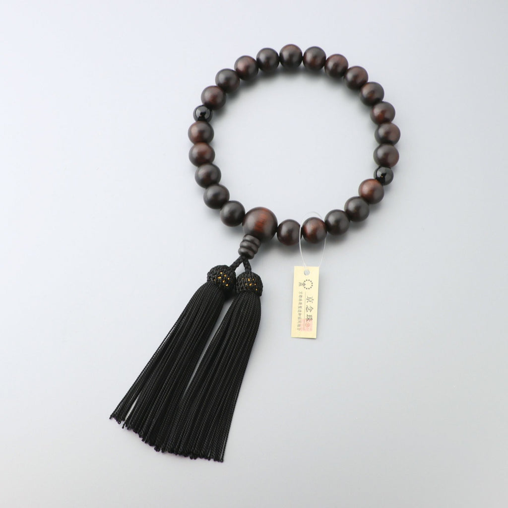 数珠 男性用 縞黒檀素挽22玉 オニキス二天仕立 黒房 — 仏壇・仏具専門