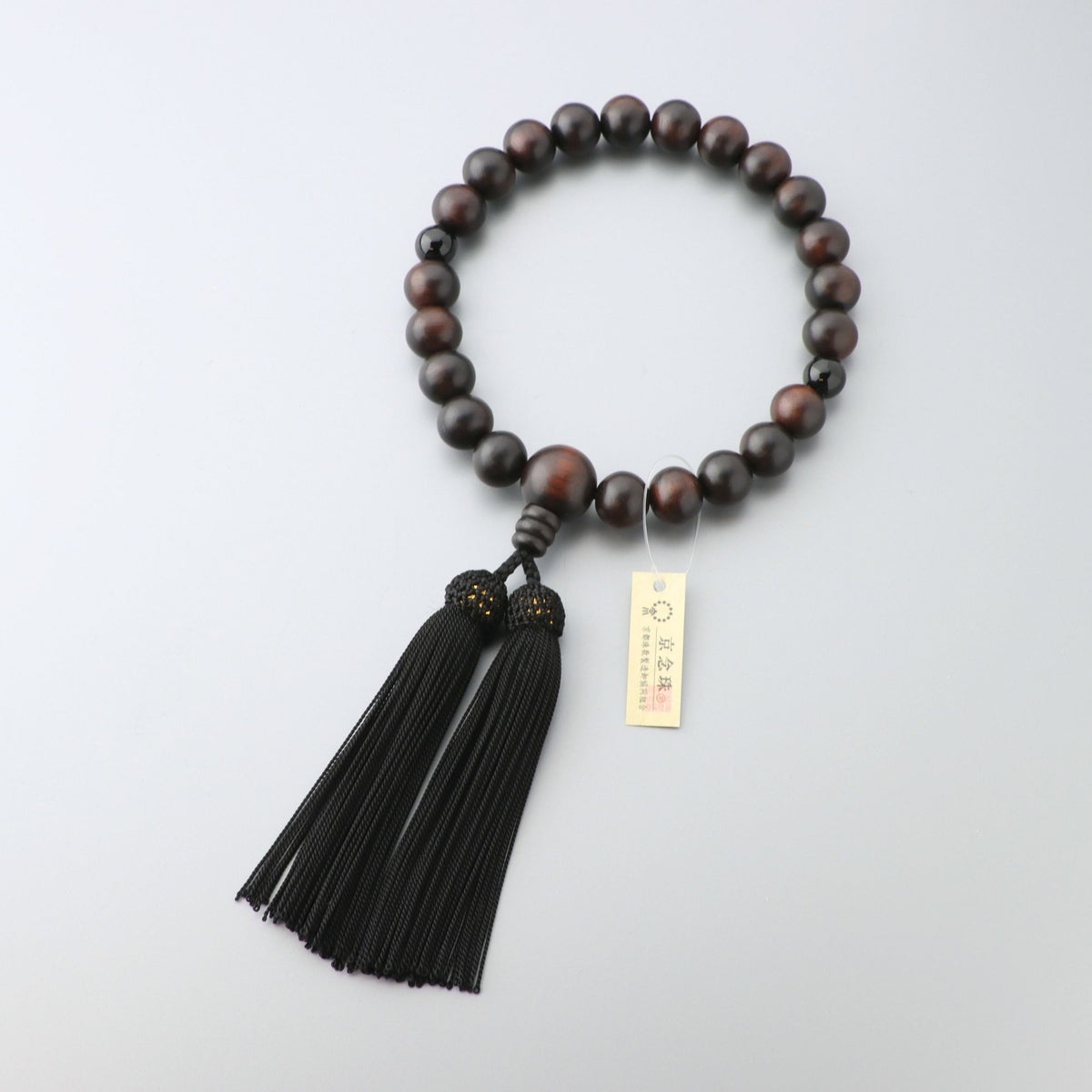 数珠 男性用 縞黒檀素挽22玉 オニキス二天仕立 黒房 — 仏壇・仏具専門