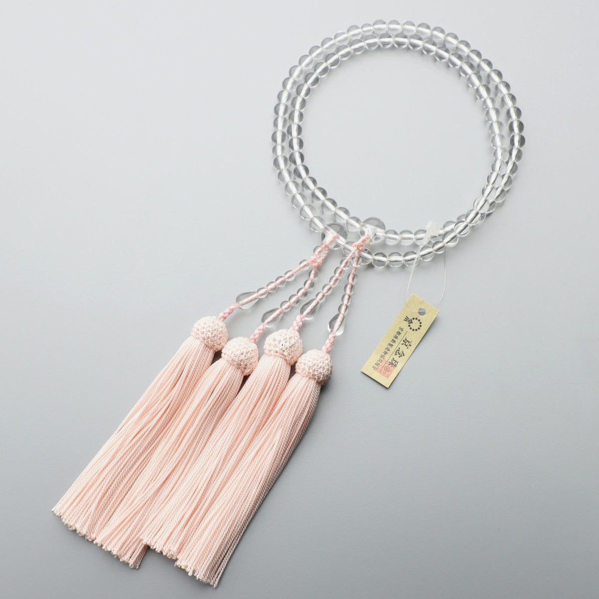 【京都謹製】女性用本水晶念珠 ピンク正絹房 JL-2 格調高い上品な念珠 袋付き 京都謹製】女性用本水晶念珠 ピンク正絹房 JL-2 格調高い上品な念珠 袋