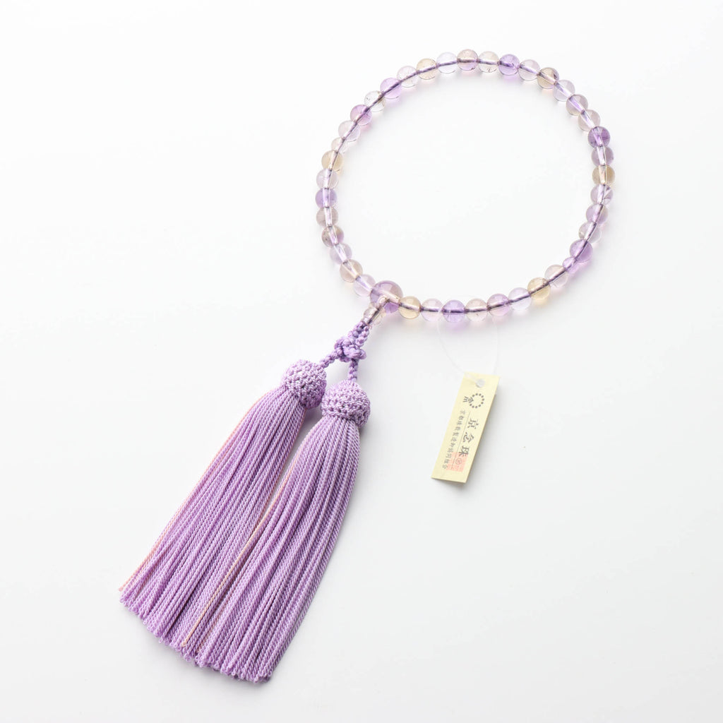 数珠 女性用 アメトリン6.5mm 共仕立 正絹蛍房 — 仏壇・仏具専門店