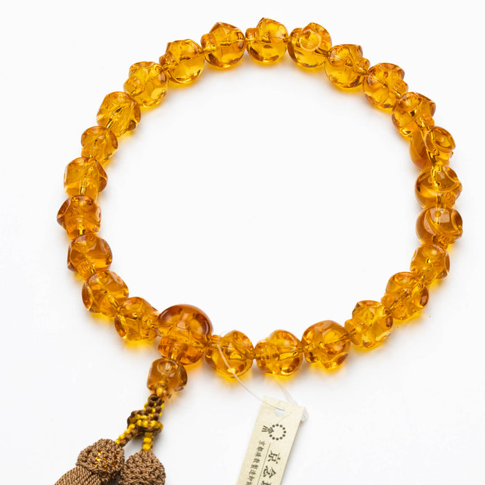 数珠 男性用 黄水晶骸骨彫22玉 共仕立 正絹房