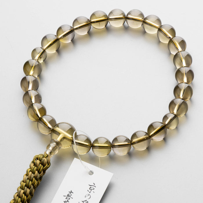 数珠 限定品 男性用 茶水晶（極薄）22玉 共仕立 正絹八本組紐