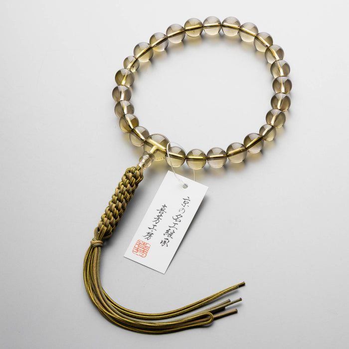 数珠 限定品 男性用 茶水晶（極薄）22玉 共仕立 正絹八本組紐