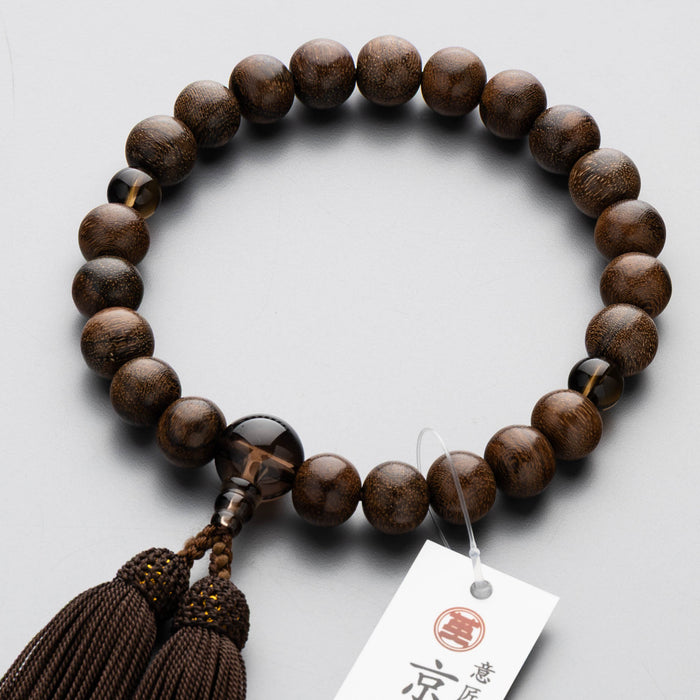 数珠 男性用 シャム柿22玉 茶水晶仕立 正絹房 数珠