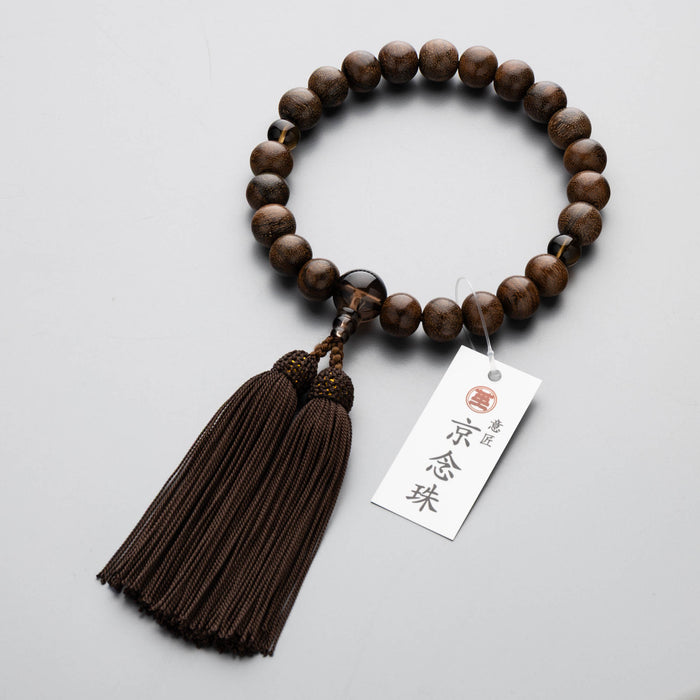 数珠 男性用 シャム柿22玉 茶水晶仕立 正絹房 数珠