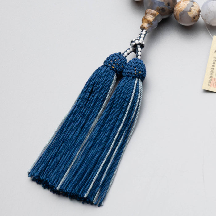 数珠 男性用 アース瑪瑙 18玉 共仕立 正絹蛍房