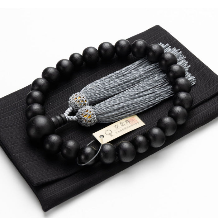 数珠 男性用 片手念珠 黒檀 22玉 選べる6種類 京念珠 通夜 葬儀 弔問