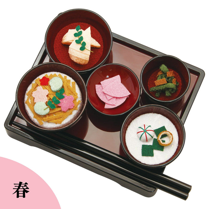 お盆用品 ちりめん細工 季節の精進料理セット お供え膳 お供え お供え物 お盆 春 夏 秋 冬【メーカー取寄品】