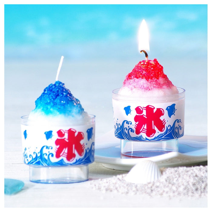 ろうそく 『故人の好物シリーズ』 かき氷キャンドル ミニ 2個セット いちご ブルーハワイ 夏 亀山 カメヤマ ミニチュア ろうそく
