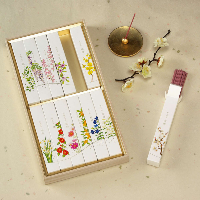 進物線香 名香 月の花 桐箱 12種セット 季節ごとの花の香り