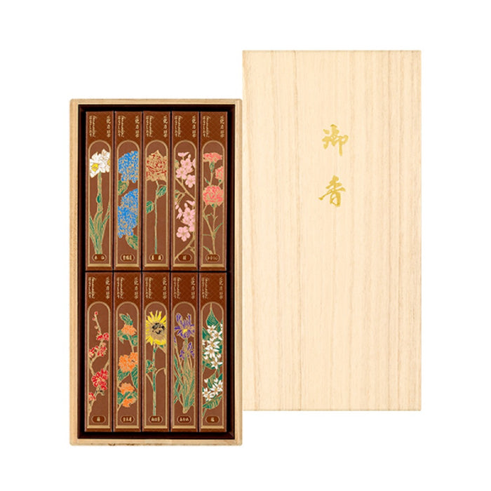進物線香 花乃栞 桐箱 十種入 お供え・喪中見舞い・初盆 贈答用お線香 熨斗対応