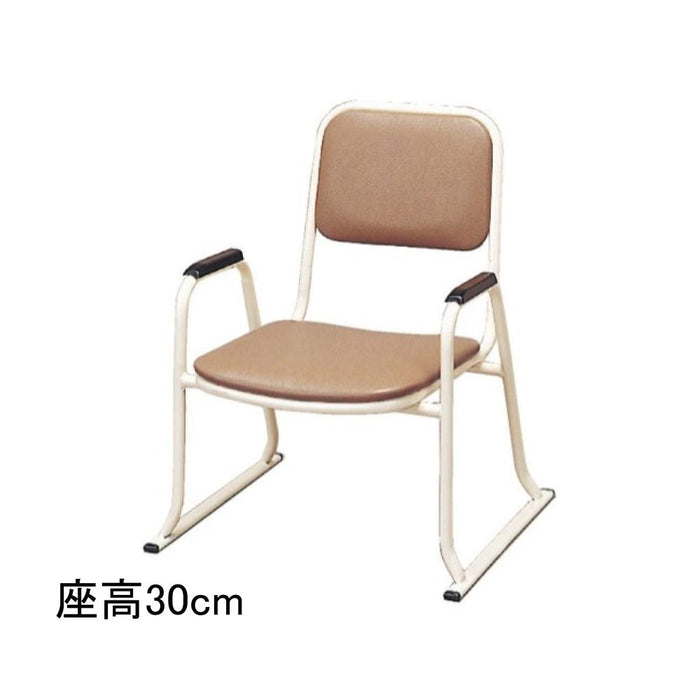 寺院用品 肘付本堂用お詣り椅子 スチールパイプ製 座高30cm お寺 法要 法事 談話 講習 集会【メーカー取寄品】