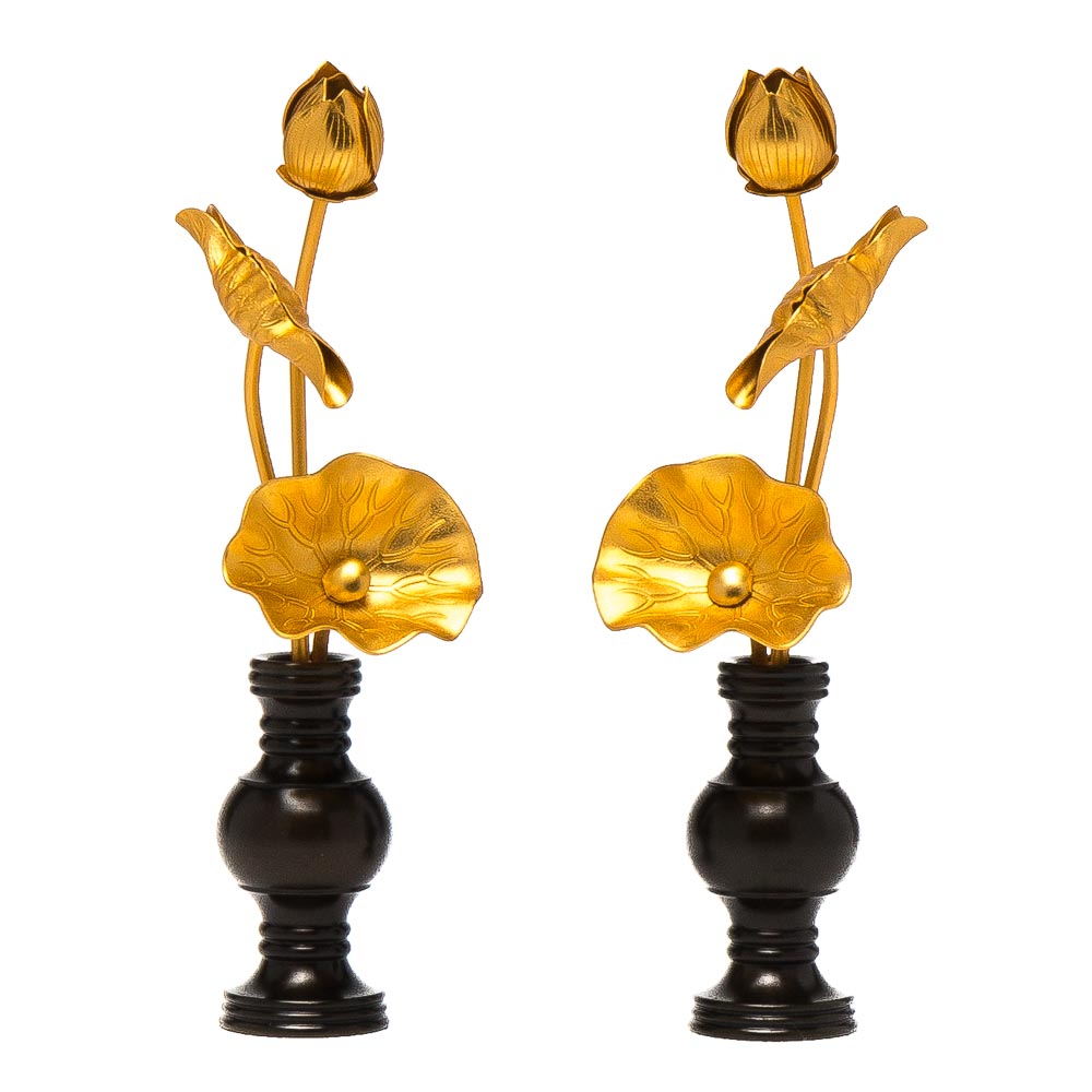 常花 アルミ常花 消金色 3本立 3号 華鋲セット（京色） — 仏壇・仏具