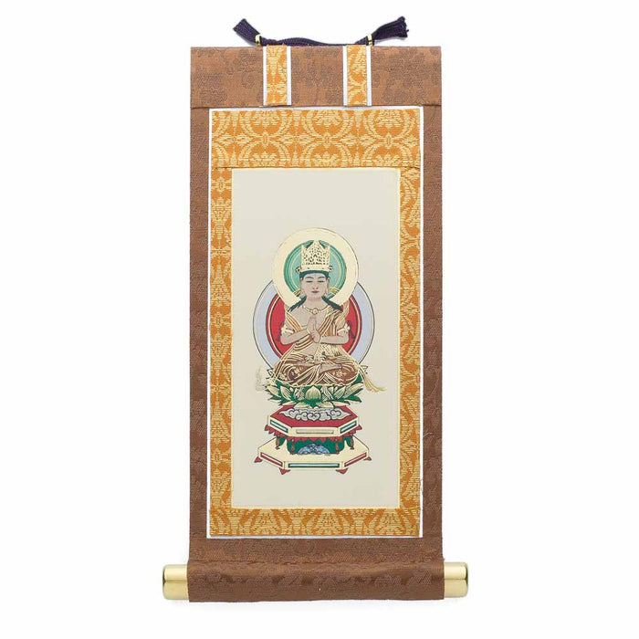 仏壇掛軸 本尊 緞子 茶