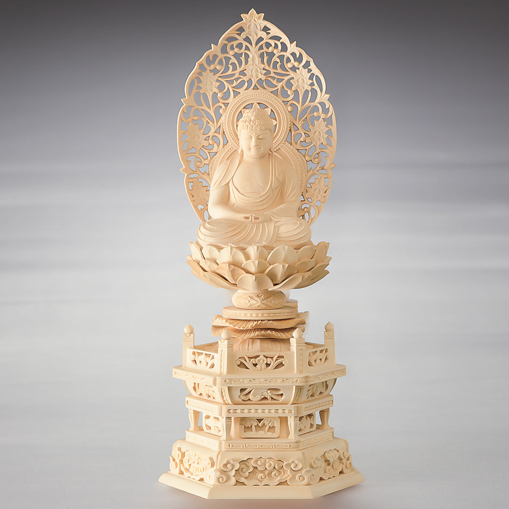 仏像 本尊 阿弥陀如来 六角台座 唐草光背 — 仏壇・仏具専門店 ぶつえいどう