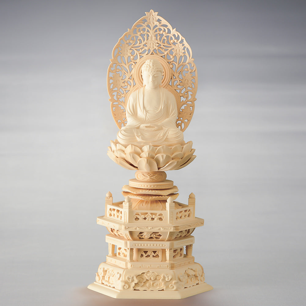 仏像 本尊 釈迦如来 六角台座 唐草光背 — 仏壇・仏具専門店 ぶつえいどう
