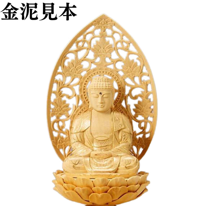 仏像 仏壇用 総白木 六角台座ケマン付 座釈迦 金泥書 2.0寸〜3.5寸