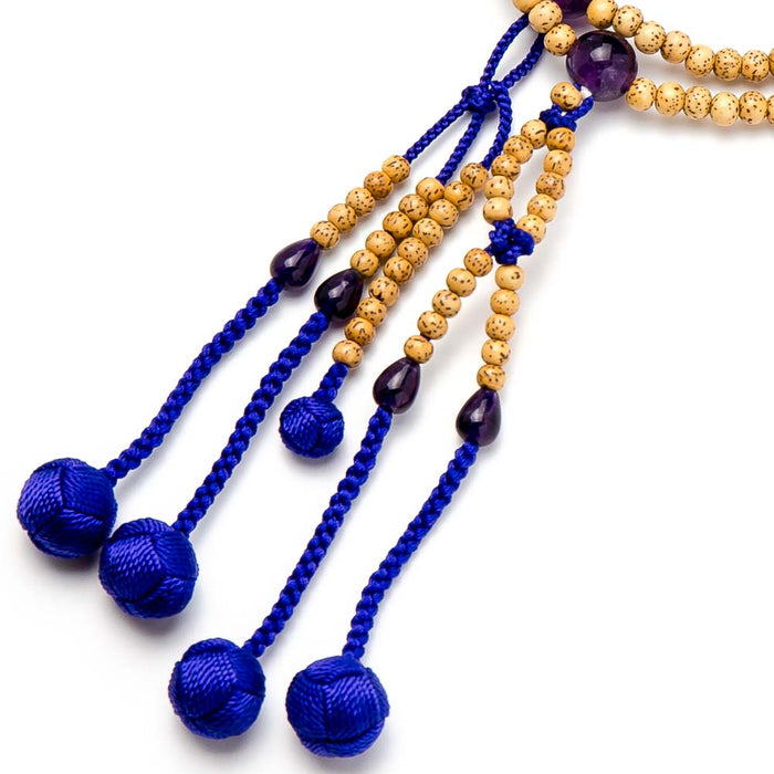 数珠・女性用 日蓮宗本式数珠 星月菩提樹 5mm 紫水晶入 利休梵天正絹房 念珠