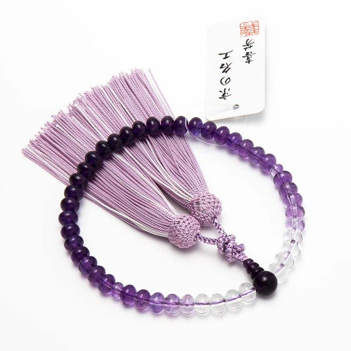 数珠 女性用 紫水晶 ぼかし みかん玉 上仕立 正絹蛍房 — 仏壇・仏具 