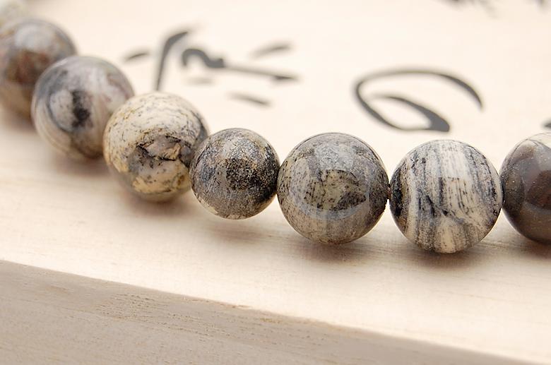 数珠 男性用 銀葉石（シルバーリーフ） 22玉 正絹房 — 仏壇・仏具専門