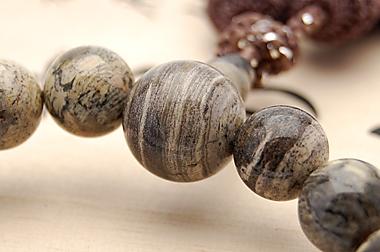 数珠 男性用 銀葉石（シルバーリーフ） 22玉 正絹房 — 仏壇・仏具専門