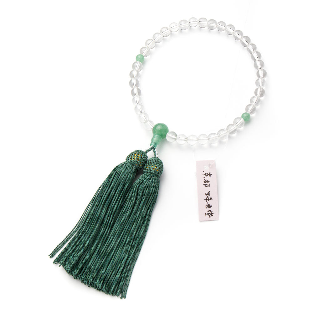 数珠・女性用 本水晶 7mm 正絹房（印度翡翠） — 仏壇・仏具専門店 ぶつ