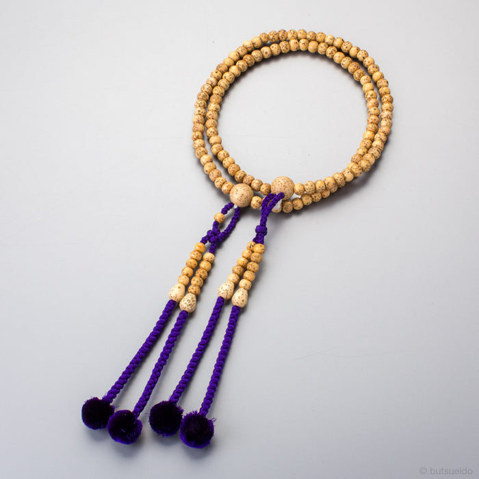 数珠 真言宗 女性用 星月菩提樹八寸 共仕立 正絹梵天房 紫 — 仏壇 