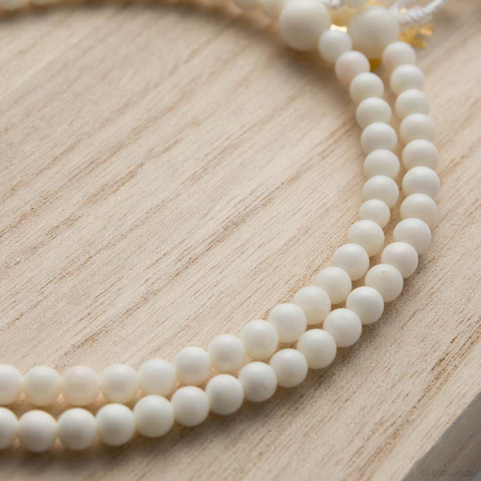 数珠・女性用 白サンゴ八寸 二連