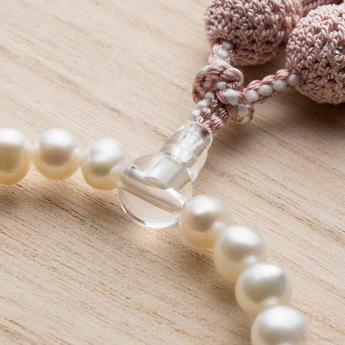 数珠・女性用 淡水真珠（白） 7mm玉 水晶仕立 正絹房 桐箱入 — 仏壇
