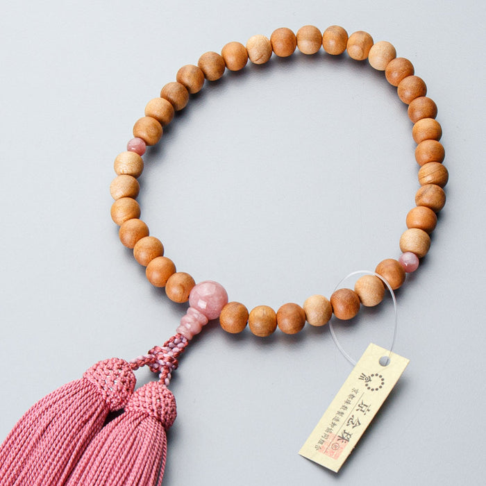 数珠 女性用 素挽 桜 ストロベリークォーツ仕立 正絹房 — 仏壇・仏具
